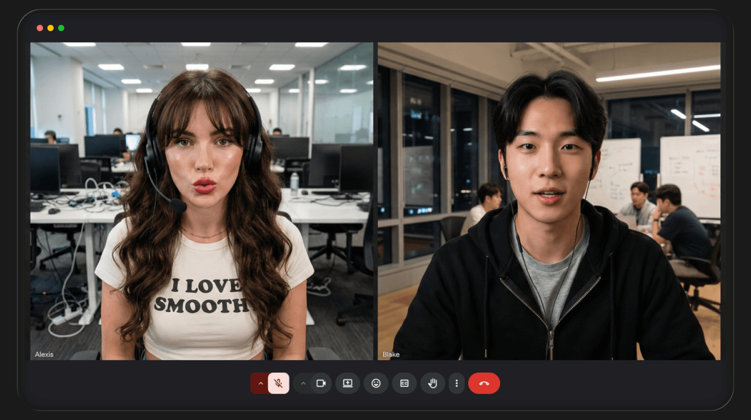 영어 회의 중 AI 코칭을 받고 있는 직장인